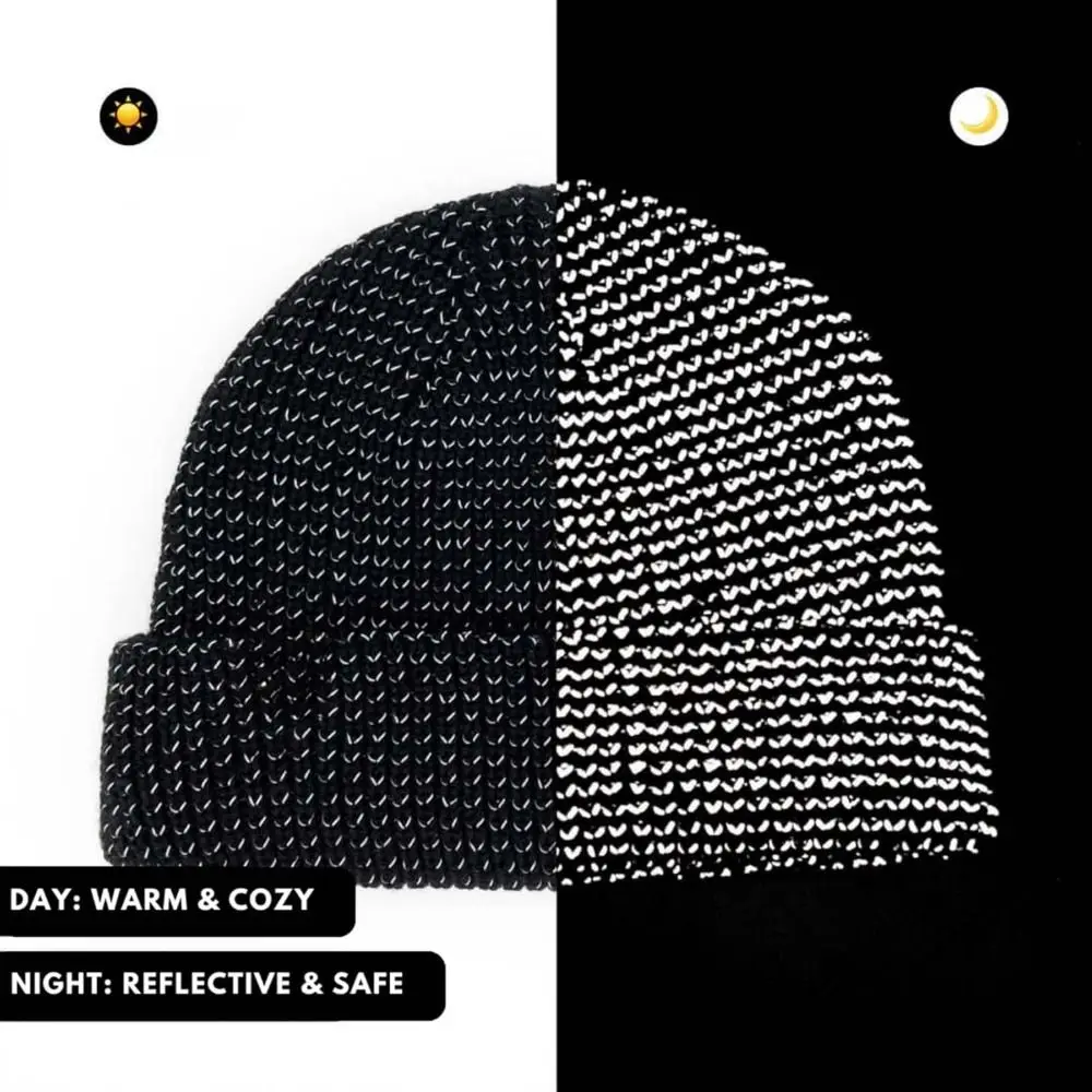 Breathable Reflective Beanie Stretch Reflective Knitted Hat Reflective Safety Enhanced Visibility Sports Reflective Hat Unisex