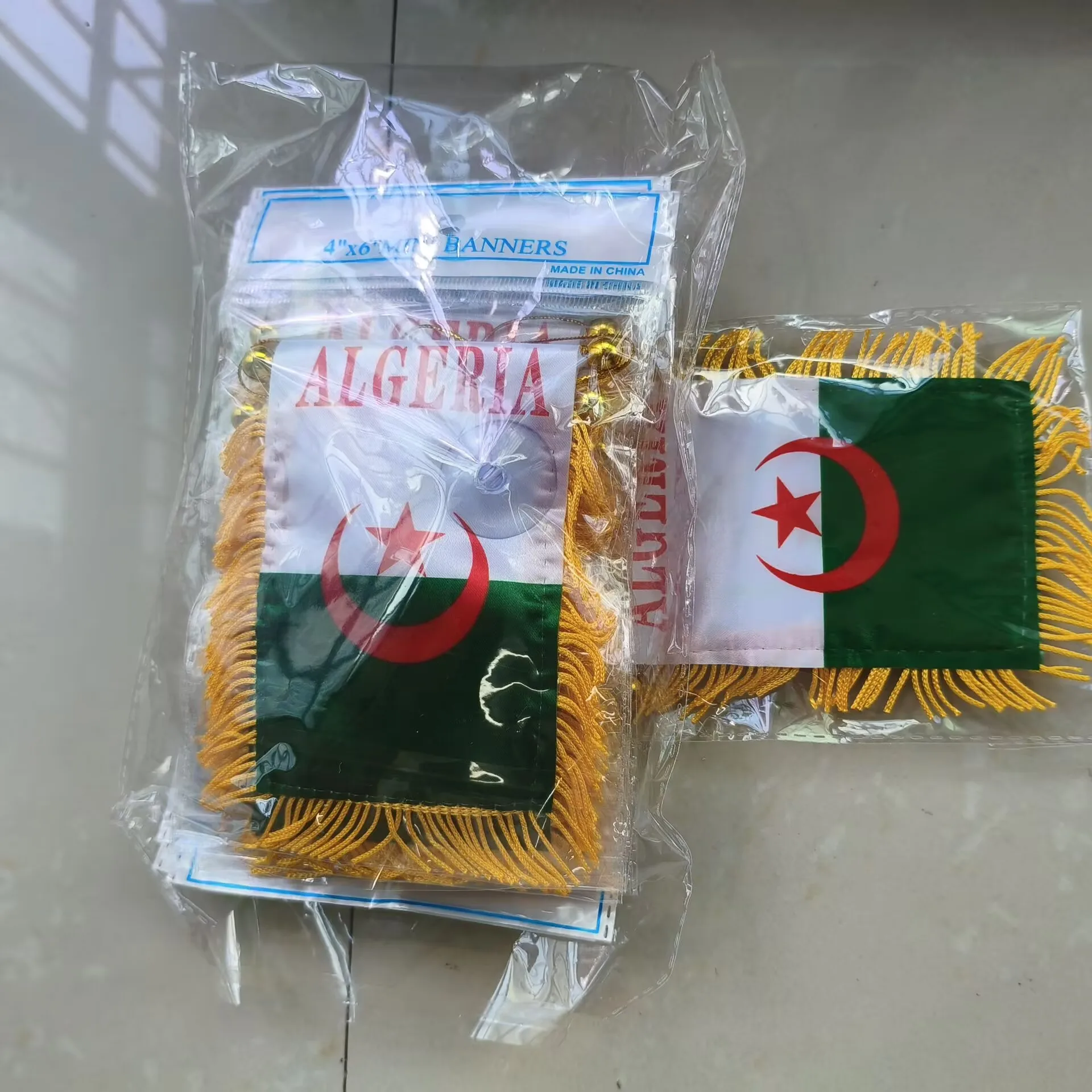 aerxemrbrae  8*12cm  Algeria Car Window  Polyester double side printed Algeria Hanging pennant Flags Algeria Mini flag