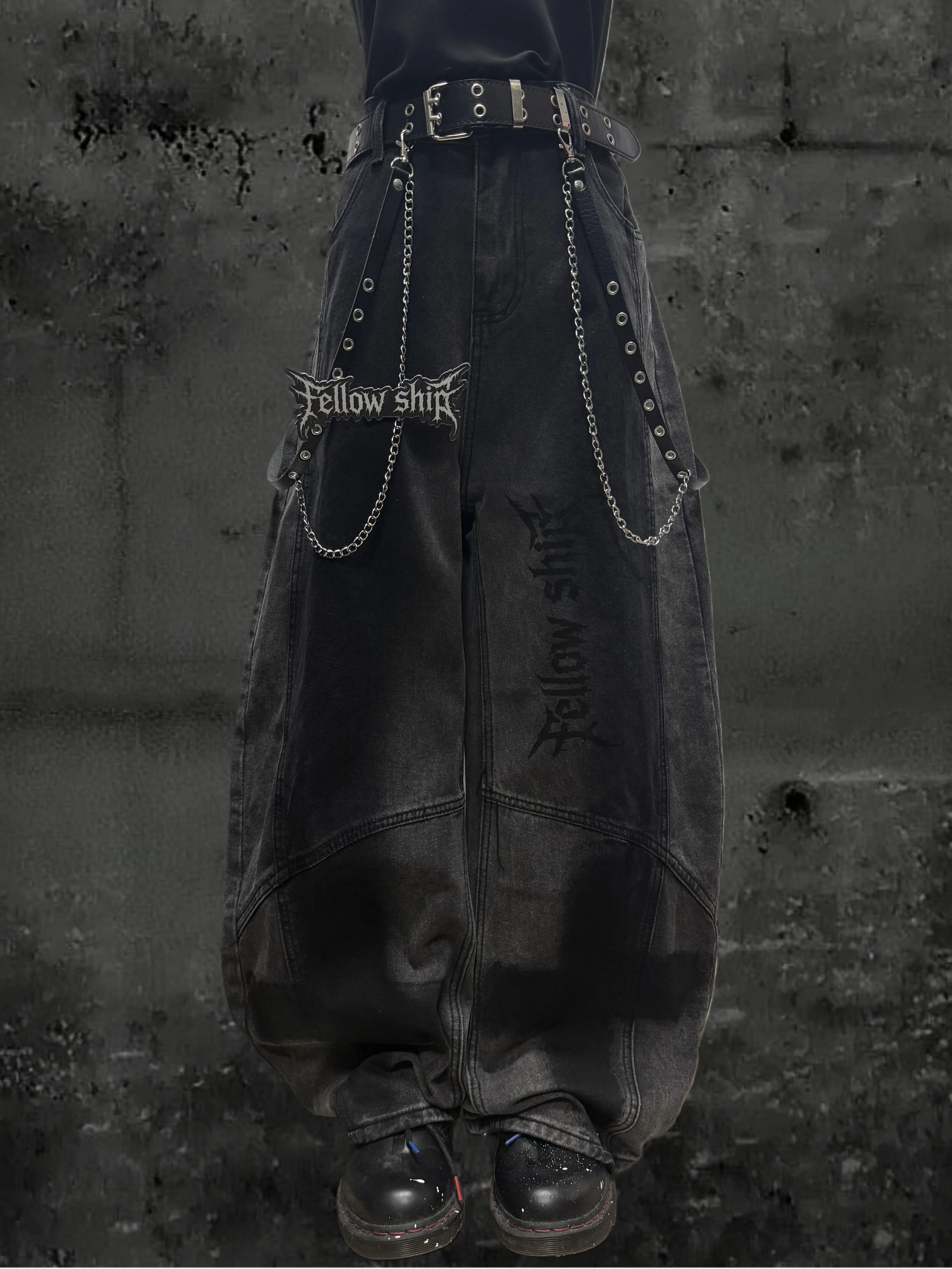 American Street Washed Gradient Jeans Men and Women Rock Dark Deconstruction Splash Ink Niche Loose Matchet Pants