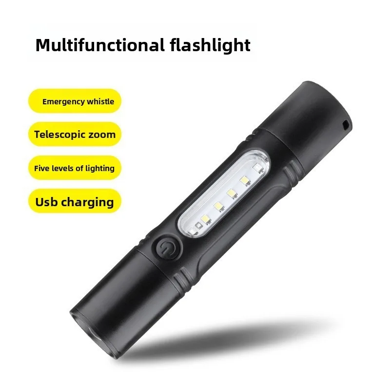 Super Bright White Laser Flashlight: Mini Portable, Rechargeable Long-Life, Outdoor Emergency with Whistle & Work Light