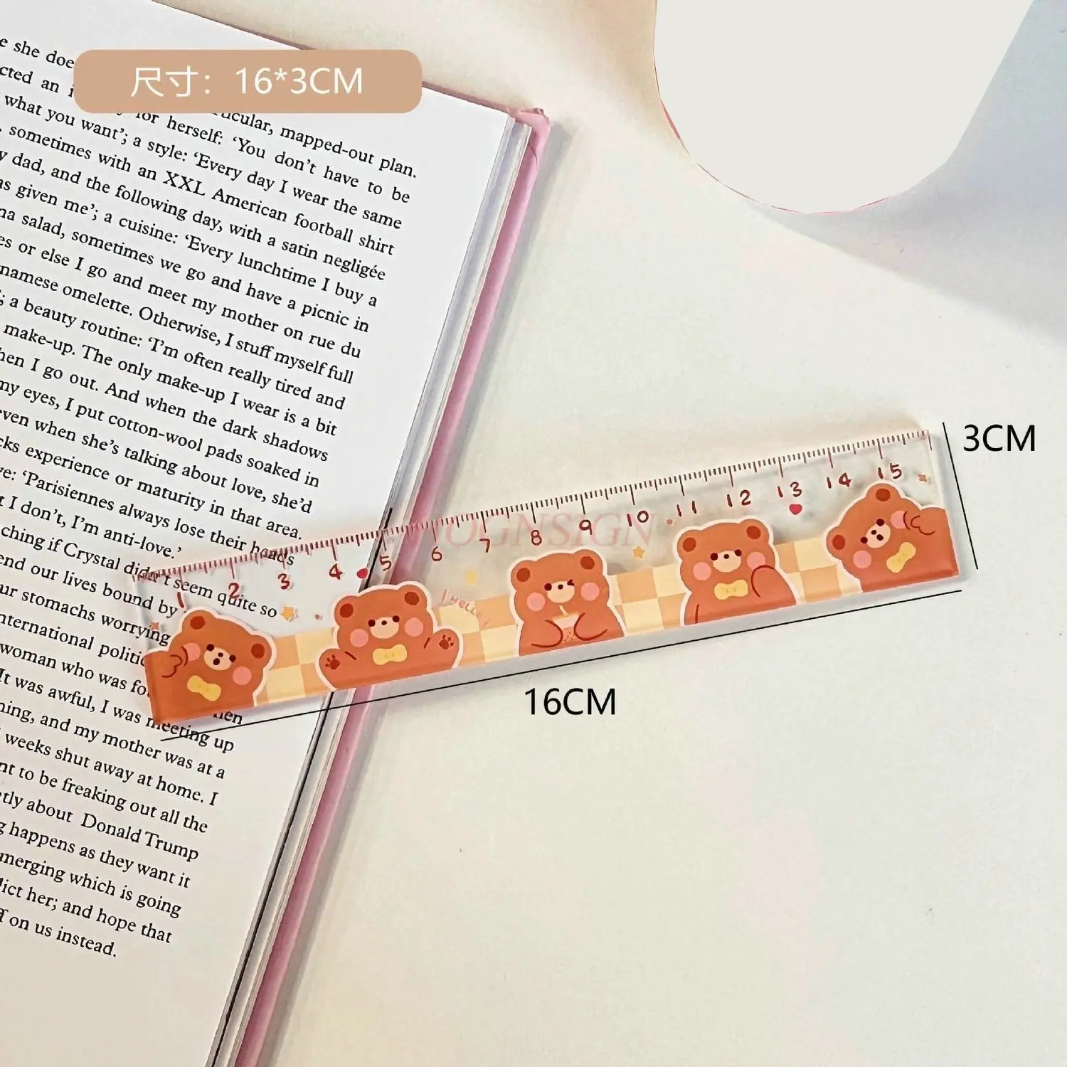 1pcs Straight ruler, student girl's heart, scale ruler, office style, cute style, cartoon grid ruler, drawing