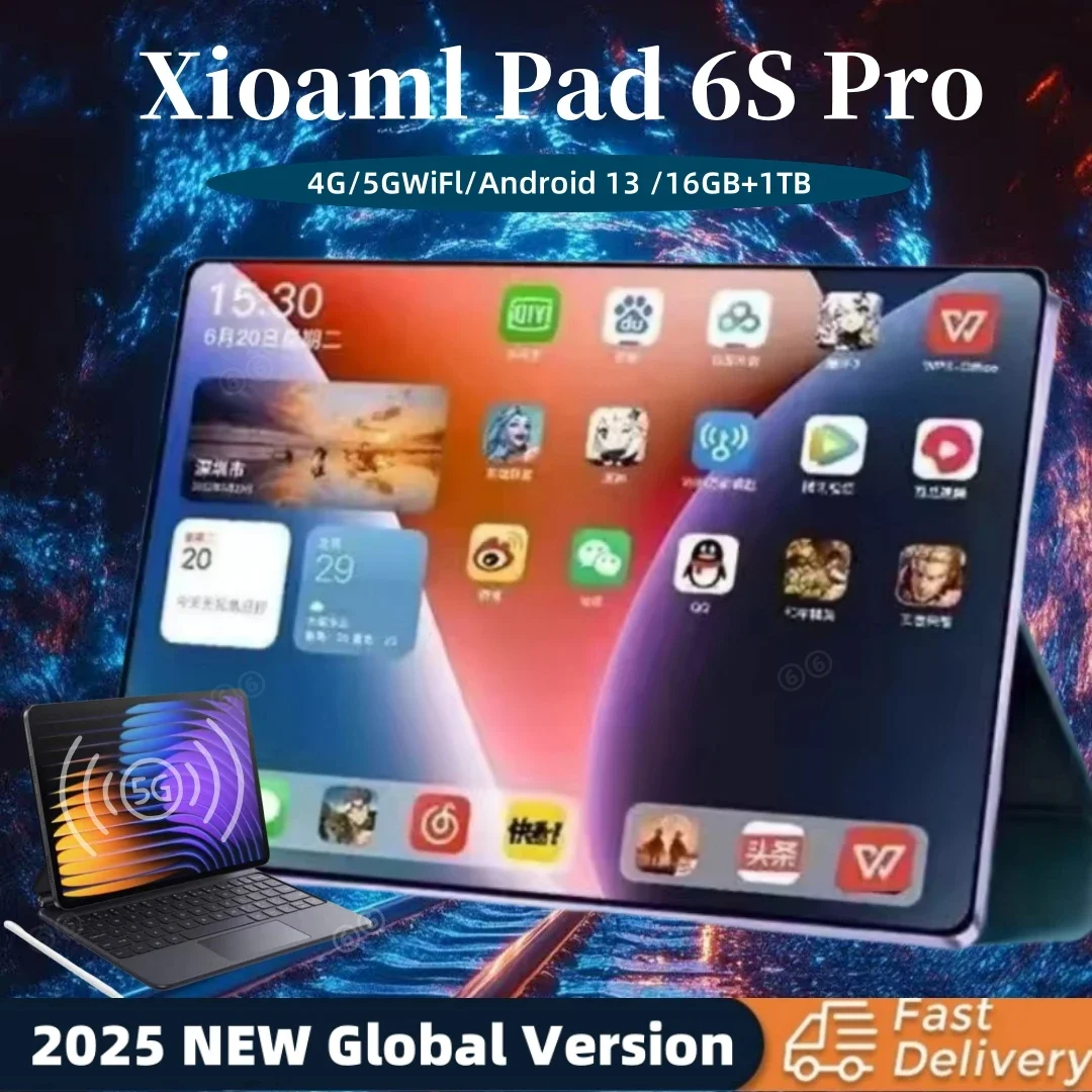 

New XioaMl Pad 6S Pro 5G Global Version Tablet Android 14 Snapdrago 8gen2 16GB+1TB 10000mAh Dual SIM WiFi Bluetooth Tablet PC