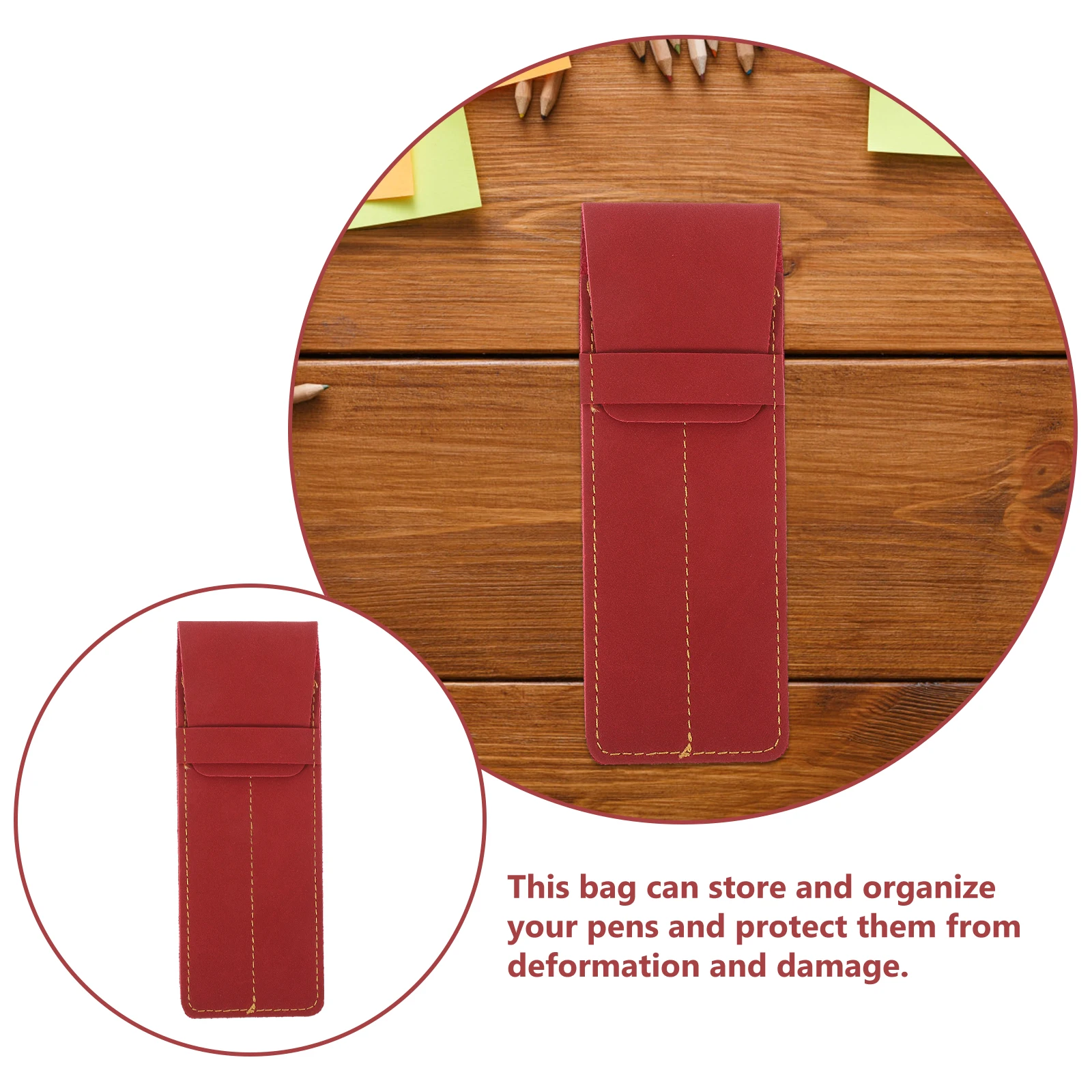 

2Pcs Leather Pen Sleeve Wine Red Vintage Pen Pouches For Fountain Ballpoint Pen With Long Service Life Decorative Bags