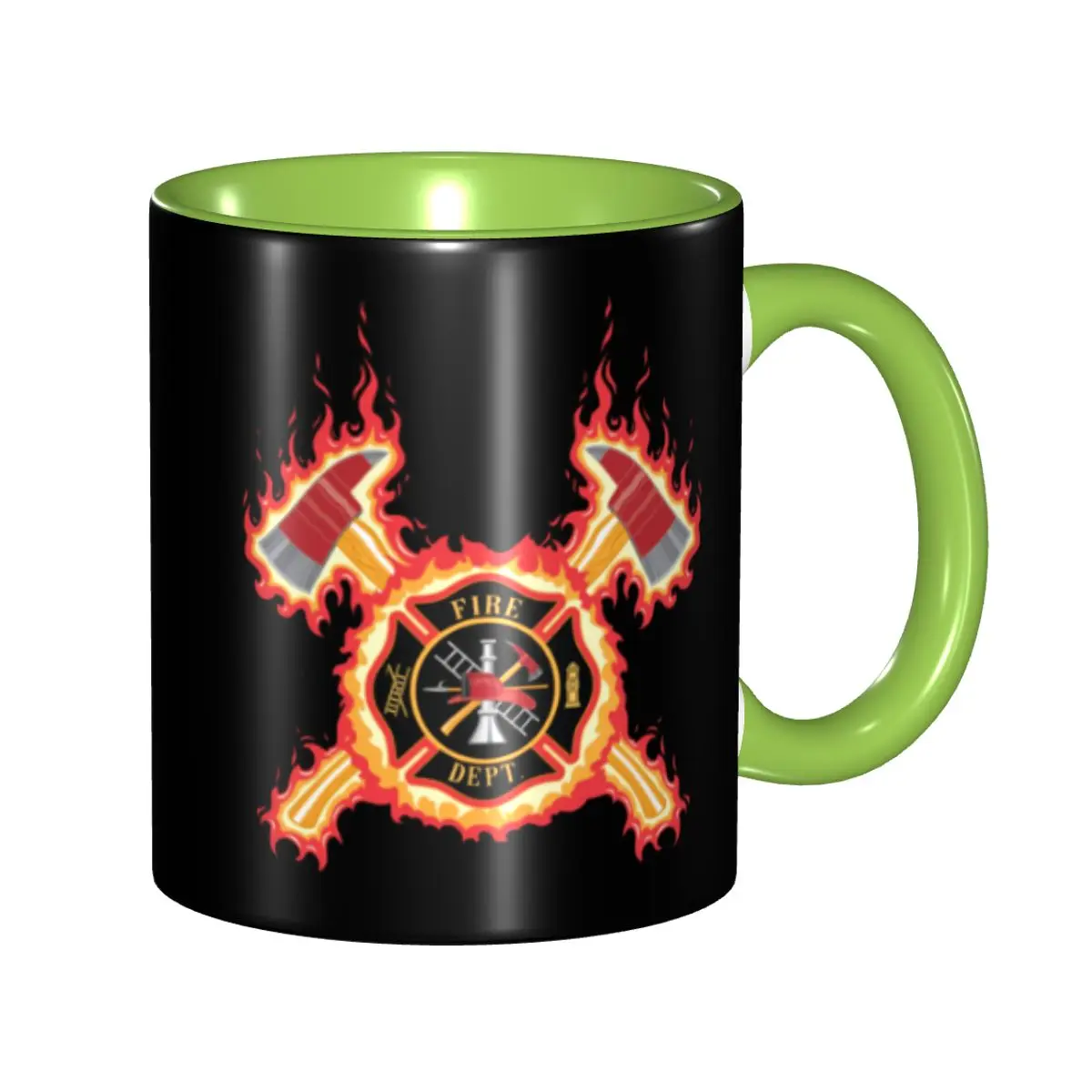 

Firefighter Cross With Axes And Flames Coffee Mug DIY Customized Ceramic Mug Creative Gift