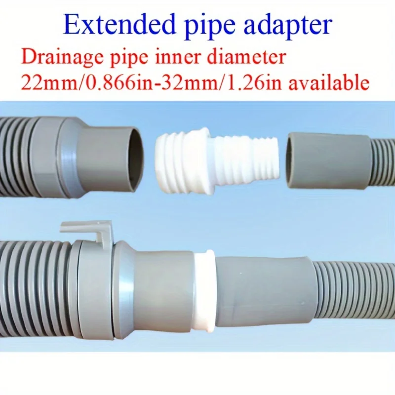 2pcs Plastic Pipe Adapter, Threaded Drain Pipe Connector, 22mm/0.866in To 32mm/1.26in, with 1 Seal Gasket for Drain Pipe