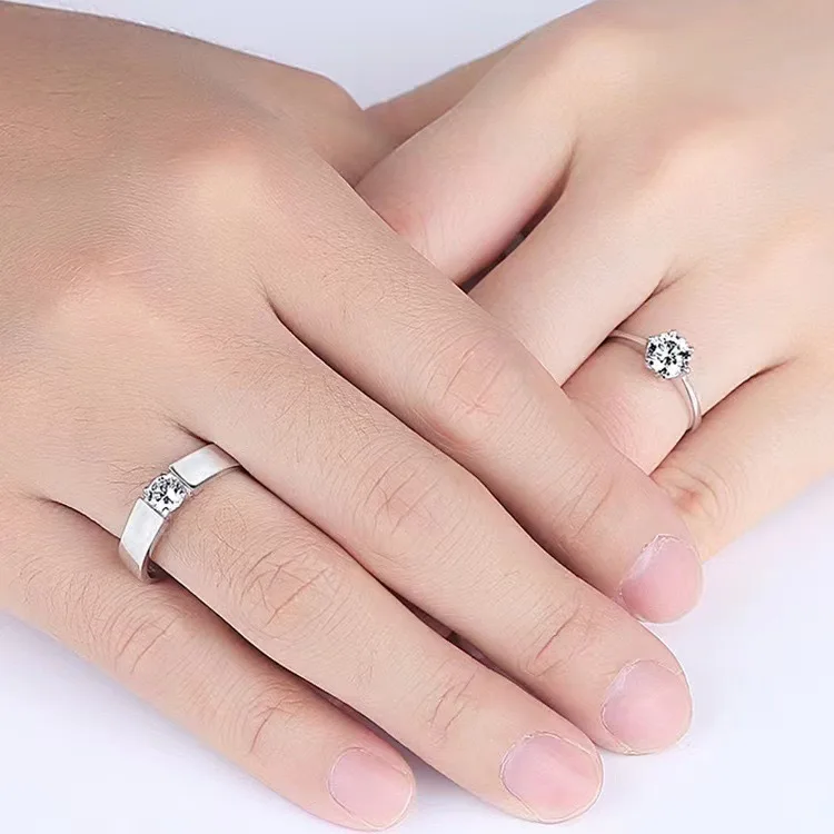 Korean Couple Ring Set for Him and Her – Geometric Electroplated Copper Band with Loose End Design – Adjustable Fashion Jewelry