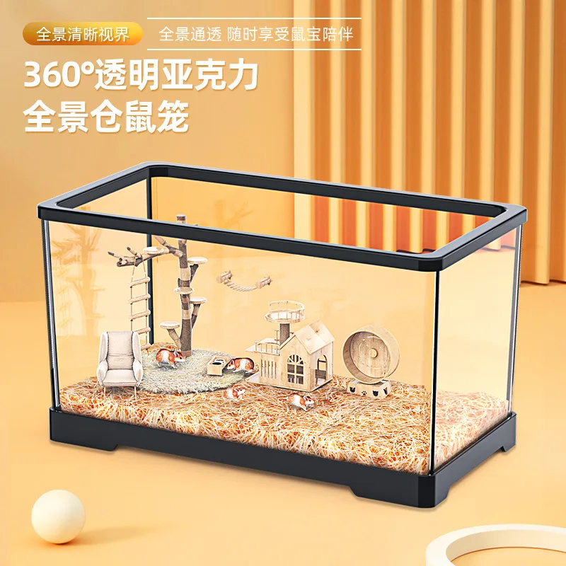 

Acrylic Hamster Cage for Golden Bears Oversized Villa Chinchilla Cage Feeding Box Guinea Pig Cage