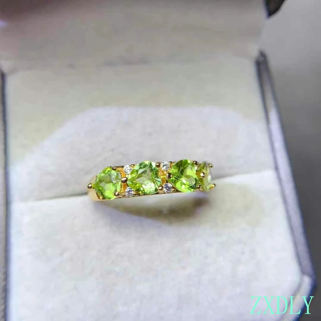 2025 Newest Silver Ring for Women Certified Natural Peridot Heart style  Ring Fashion 925 Silver Jewelry Good Gift