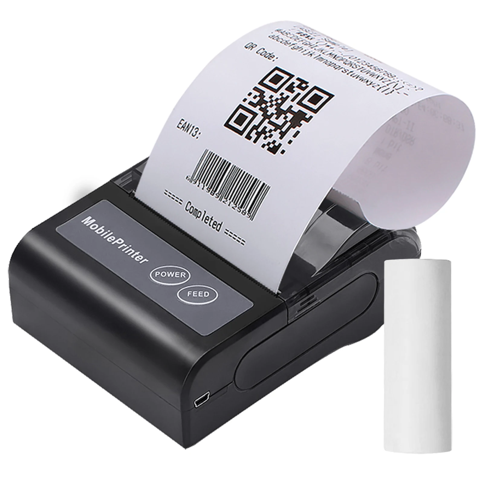 Portable BT 80mm Thermal Receipt Printer Personal Mini Bill POS Mobile Printer with Rechargeable Battery Support ESC/POS