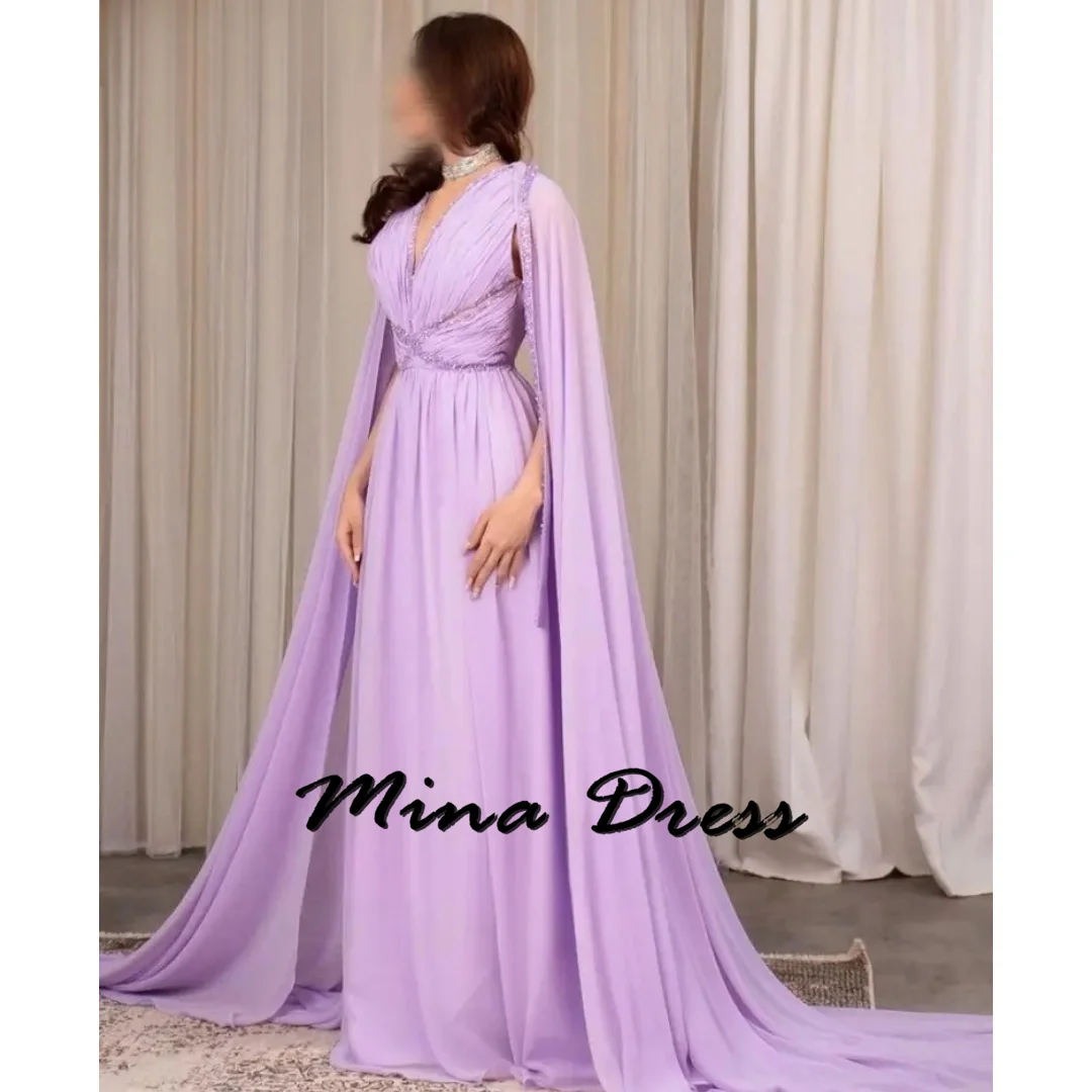 

Mina Customized Draped Prom Dress Es Sequined V-neck Royal Engagement Dress Elegant Womens Party Dresses Gala Dresses 2024 Woman