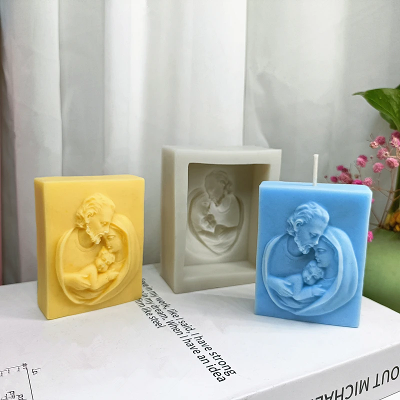 Holy Family Three Soap Mold Handmade Fondant Cake Mould  Baking Tools Baby Jesus Virgin Mary Saint  Father Silicone Moulds