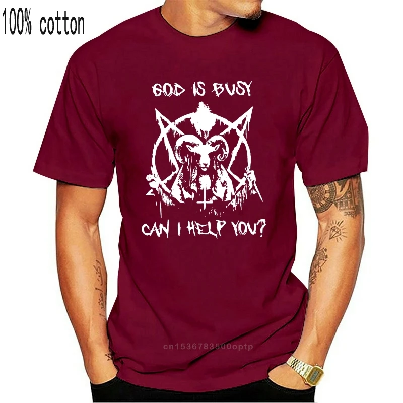 FPACESatan God Is Busy Can I Help You Tshirt Men Black M - 3Xl Casual Tee Shirt