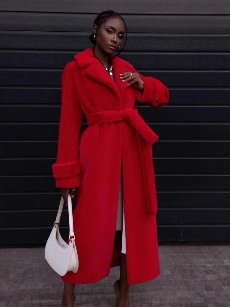 Tossy أزياء من الدانتل متابعة فو الفراء معطف طويل التلبيب فضفاض دافئ فاخر كم طويل تخفيف معطف شتاء جديد أنثى الفراء ريشة 2025 #3