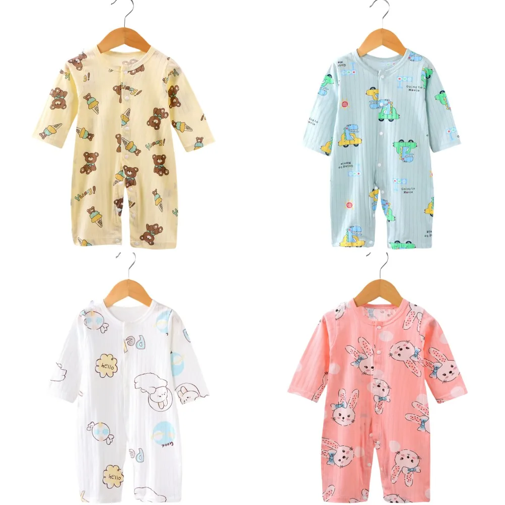 2024 New Autumn Baby Jumpsuit Cotton Long-sleeved Folio Climbing Clothing Boys Girls Pajamas Baby Romper Kids Loose Jumpsuits