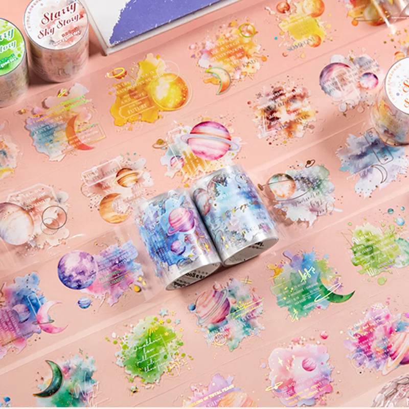 2 Stijl 3 Rolls/bag Sterrennacht Verhaal Serie Aquarel Swoosh Stempelen Backing Tape DIY Handboek Creatief Materiaal