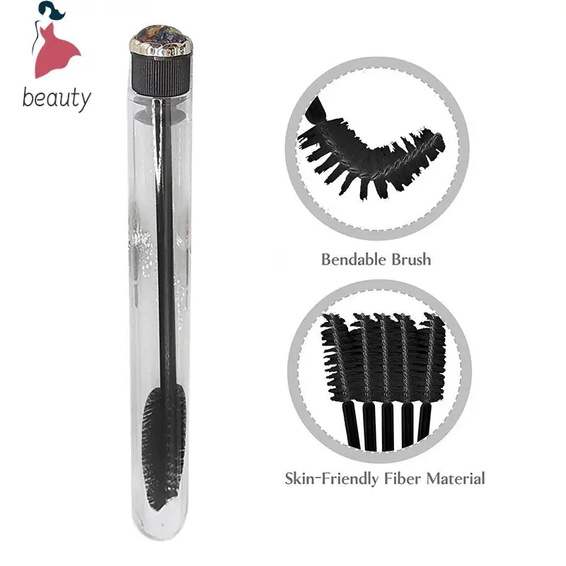 Black Eyelashes Brush Tube, Eyelash Extension Mascara Wands Aplicador de sobrancelha, Flower Eyelash Brushes, Salon