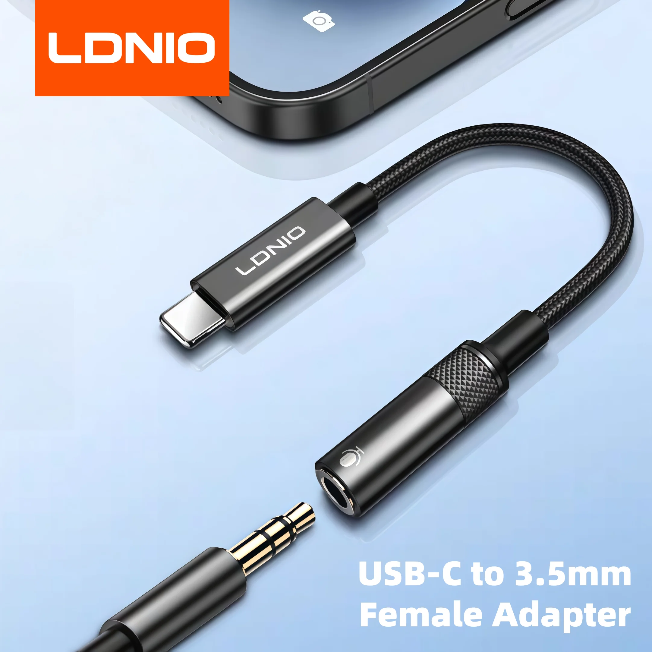 LDNIO USB-C auf 3,5-mm-Klinken-AUX-Audiokabel Typ-C Kopfhöreradapter für iPhone 17 Samsung Huawei P30 Xiaomi OnePlus MacBook iPad