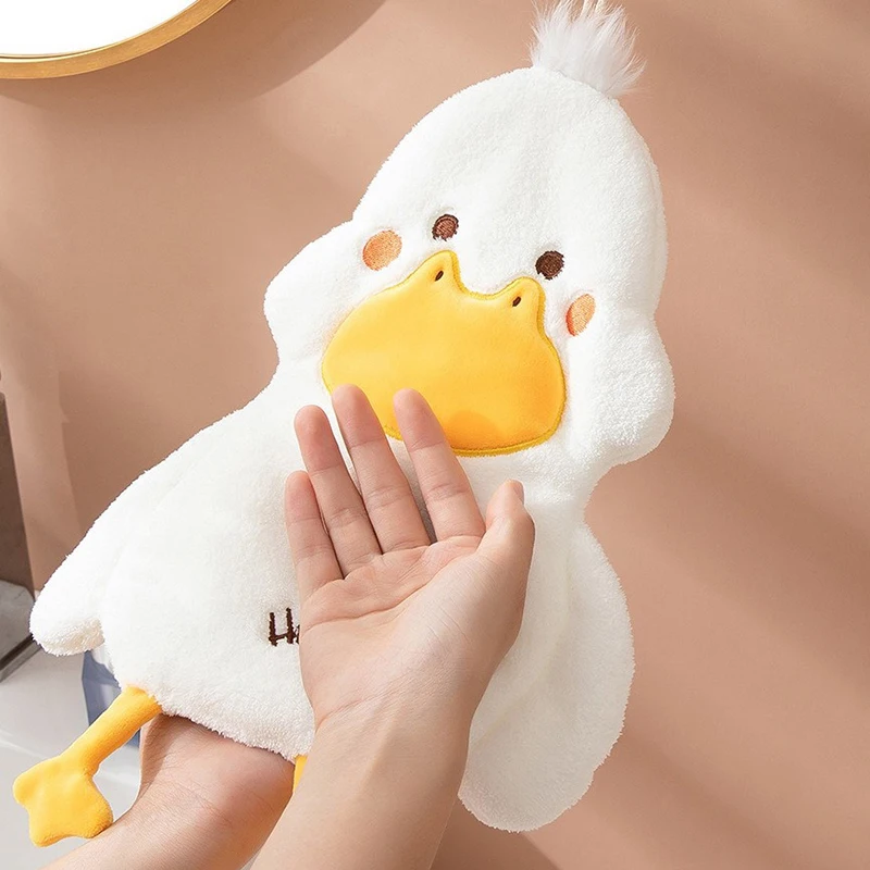 Cartoon Cute Duck Wipe Asciugamano in velluto corallo Asciugamano quadrato Cucina domestica Bagno Panno per bambini