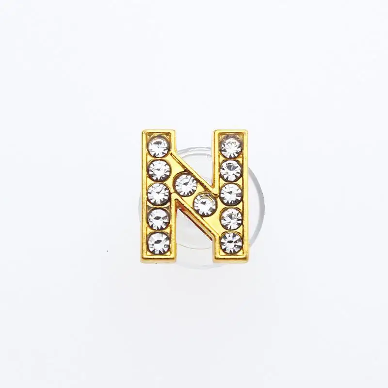 Gouden Letters Kristal Diamant Legering Bedels Accessoires Mode Zachte PVC Schoenen Gesp Kids Decoratie Ontwerp Groothandel 1 Stuks