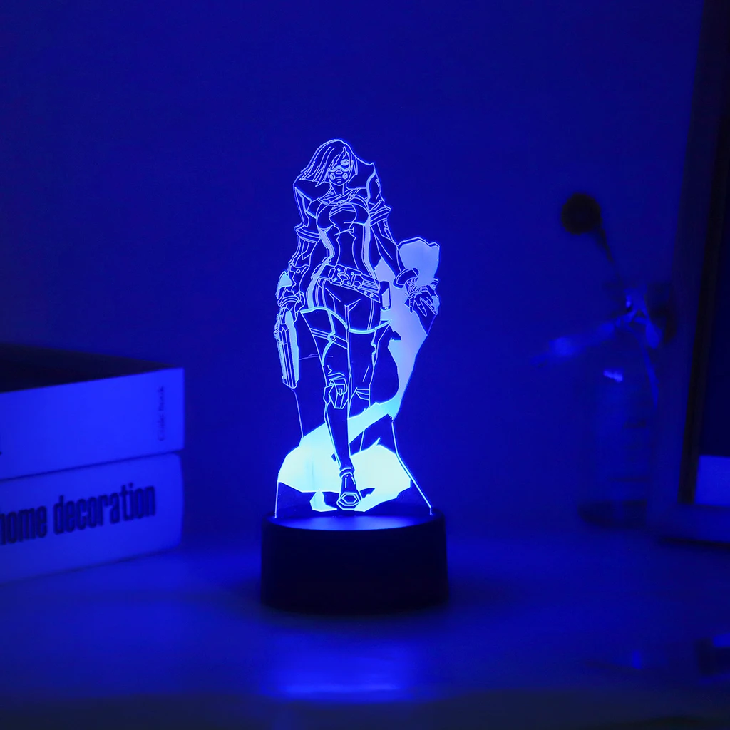 Valorant Viper 3D LED Candeeiro De Mesa Colorido, Quarto De Jogo Quente Luz, Decoração Nightlight, Killjoy, Figura Omen, Gamer, Dropshipping