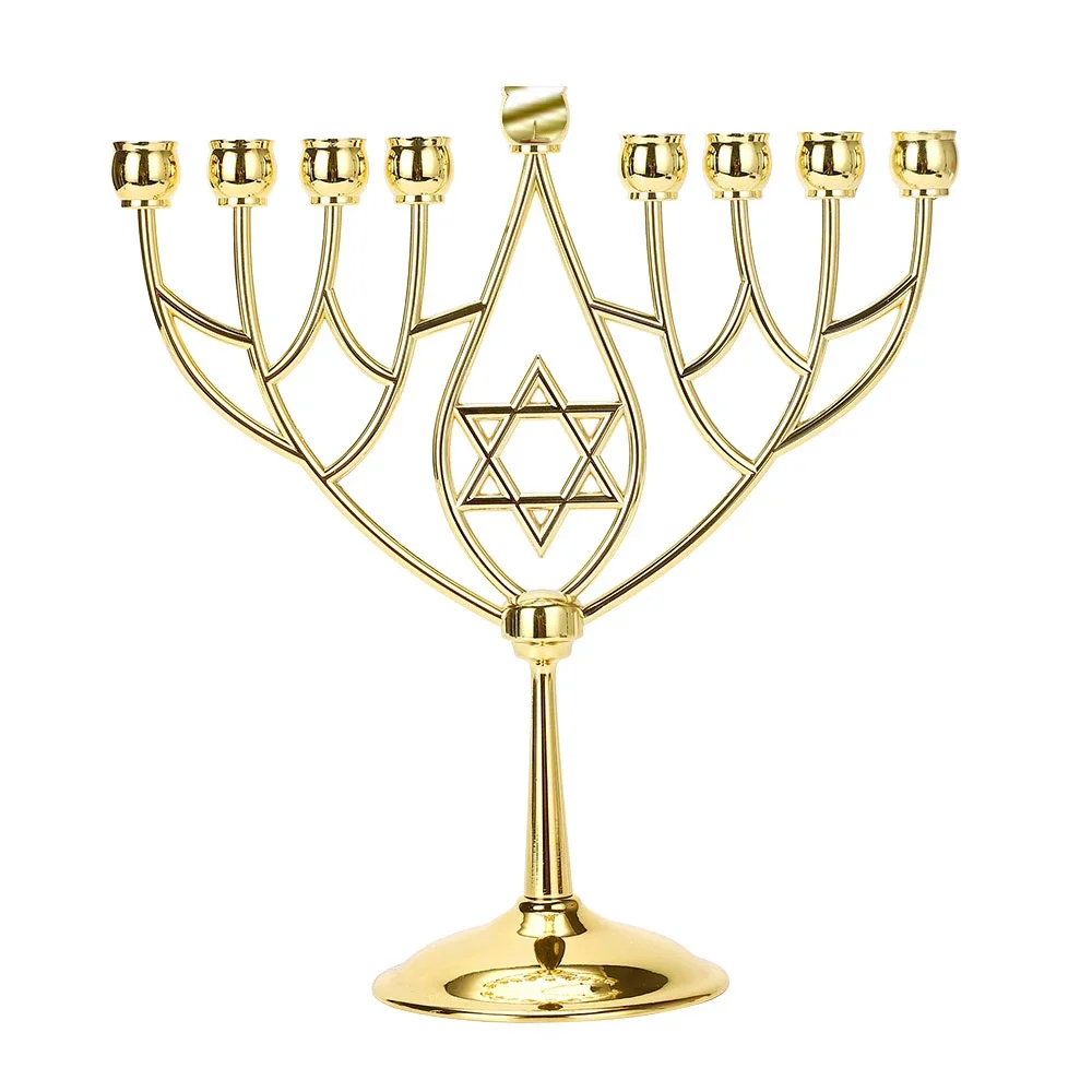 BRTAGG Hanukkah Menorah 24.5cm Height - Jewish 9 Branch Chanukah Candlestick Candle Holders