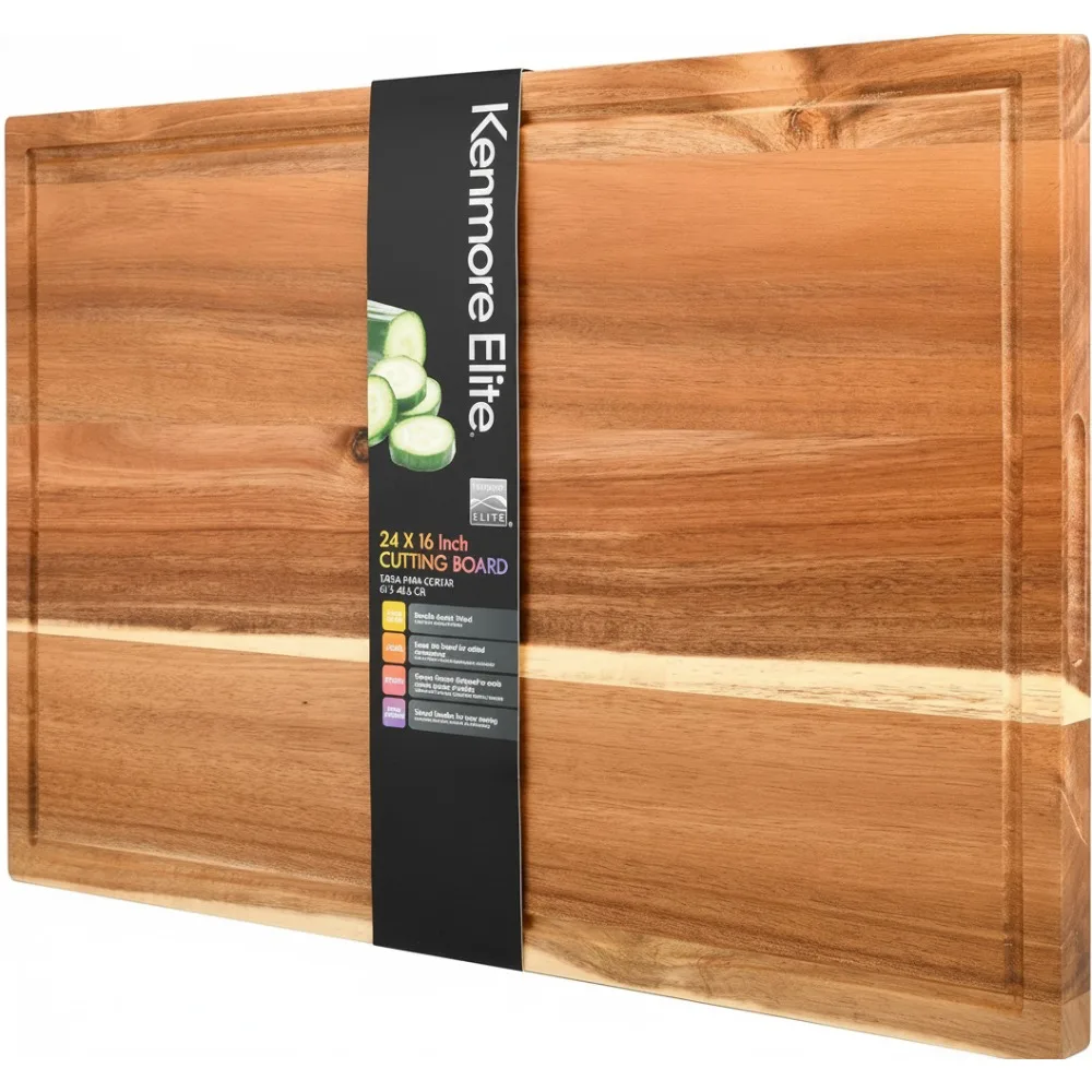 

Extra Large Acacia Wood Cutting Board 24x16 Inch - Heavy Duty Chopping Board with Juice Groove for Kitchen & Meal Prep