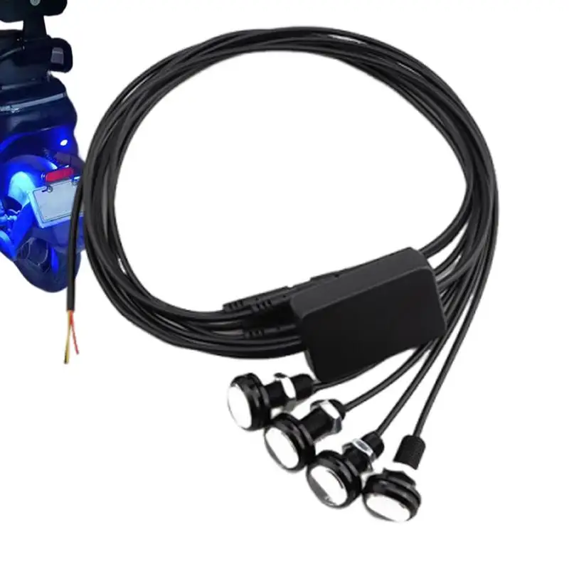 Motorcycle LED Lights 4-in-1 App Control LED Motorcycle Lights 7 Colors IP67 Waterproof Flashing Brake Light Anti-Collision