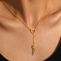 Stainless Steel Necklaces Elegant Heart feather pendant Clavicle Chain Fashion Exquisite Necklace For Women Jewelry Wedding Gift