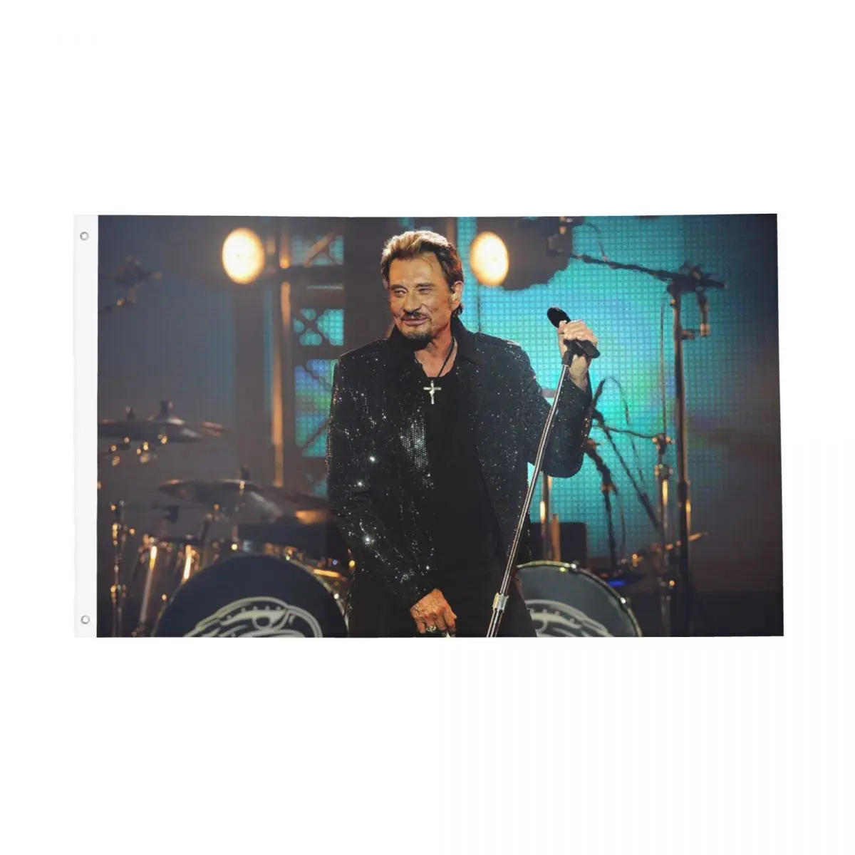 Johnny Hallyday Singer Flags Double Sided Indoor Outdoor Banner Fashionable 2 Grommets Hanging Decoration