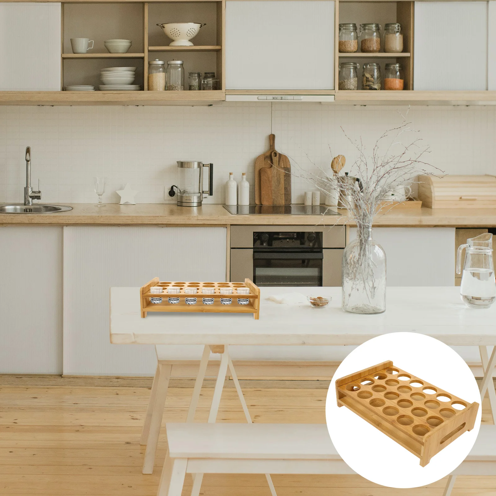 Glass Rack Multi-slots Shot Glasses Wooden Whiskey Tray Ktv Holder Supplies