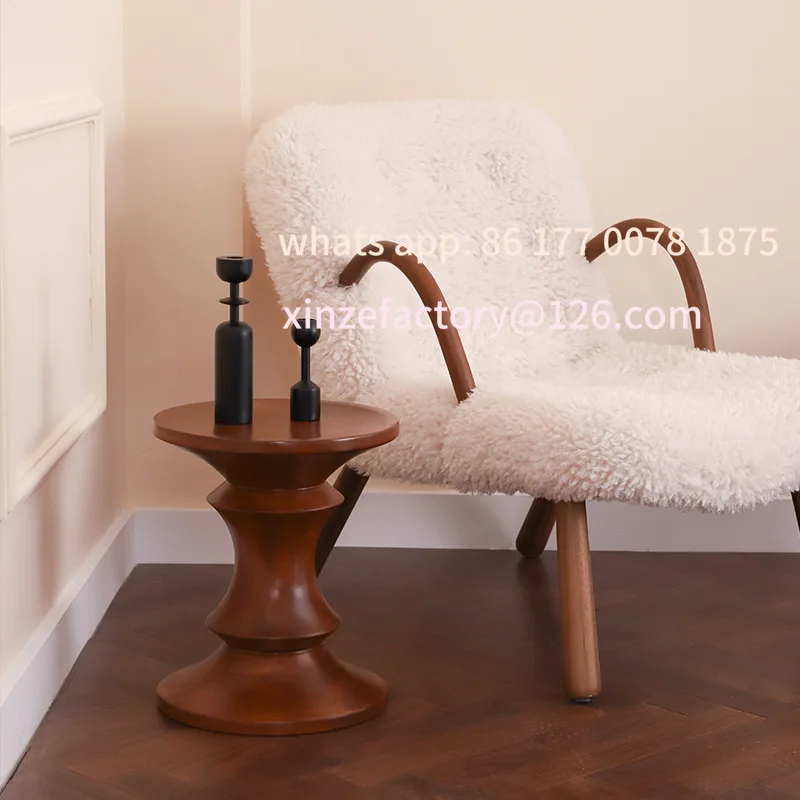 Customizable Small Coffee Table, Living Room Retro Corner Table, Balcony Edge Table, Simple Round Shoe Change Stool, Wooden