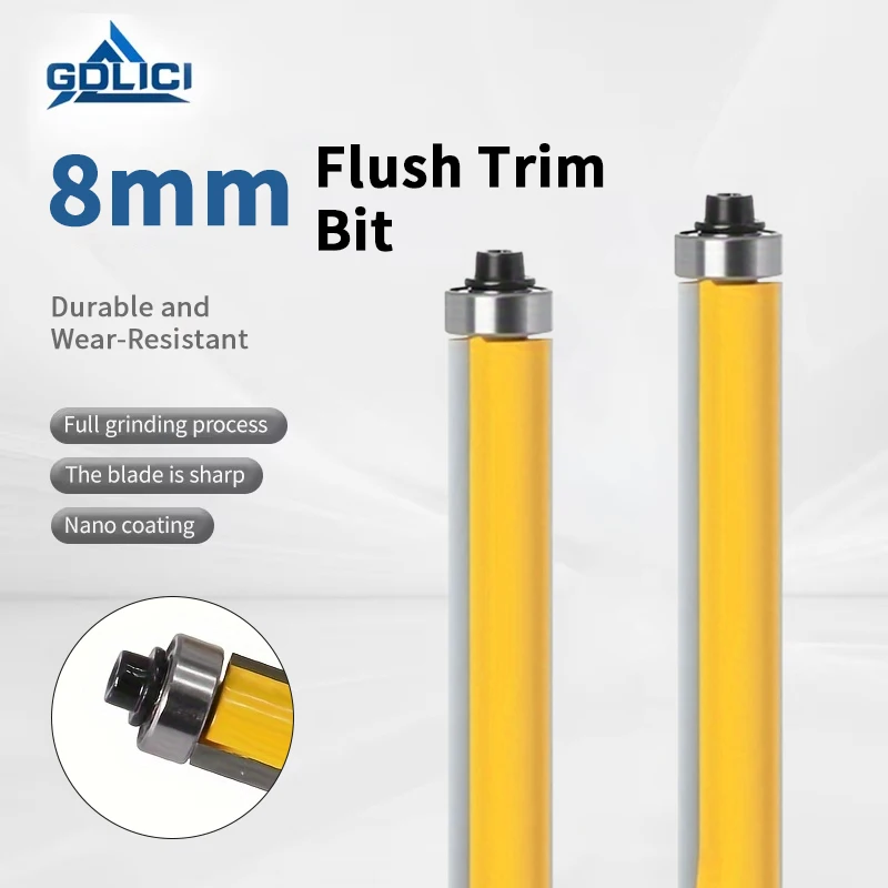 Tige 2 "embout de routeur à garniture affleurante avec roulement fraises à bois fraise en carbure de tungstène pour outils de travail du bois