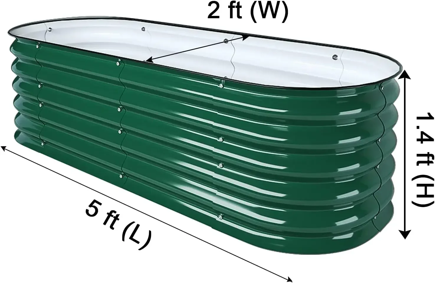 5ft X 2ft X 1.4ft Raised Garden Bed Kit, Large Zinc-Aluminum-Magnesium Coated Steel Metal Planter Box