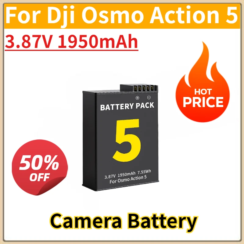 新品交換用充電式カメラバッテリー 3.87V 1950mAh DJI Osmo Action 5用