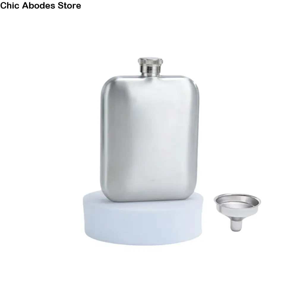 

304 Stainless Steel 6oz Wine Flagon Rectangular with Funnel Pocket Hip Flask Unbreakable Fall-resistant Drinking Pot Camping