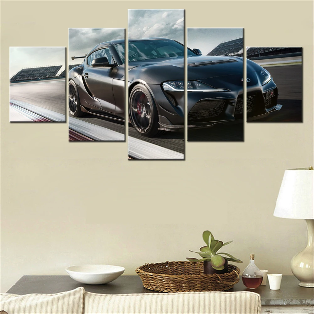 5 Pieces Wall Arts Poster Painting Cars GR Supra A90 Race Track Wallpaper Home Decor Picture Printing For Living Room Mural