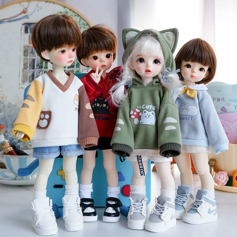 1/6 BJD Doll Clothes Cute Cat Sweater Hoodie Cat Ear laser color Jacket Doll Accessories For 1/6, Yosd, 30cm Doll Clothes BJD SD