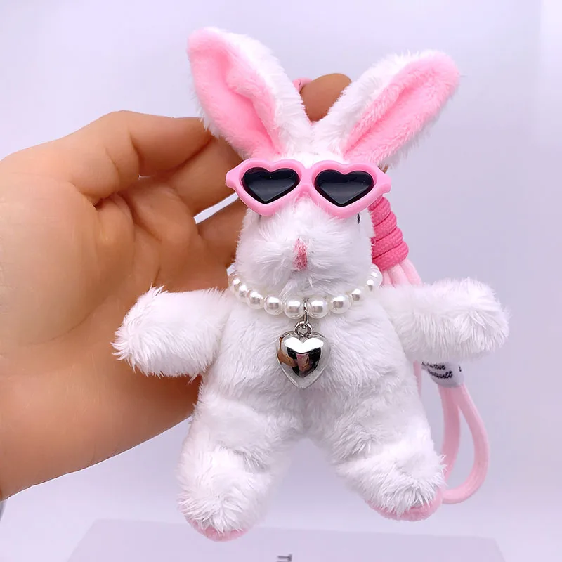 15cm Cartoon Rabbit Pendant Plush Toy Animal Rabbit Love Eye Keychain Backpack Pendant Car Hanging for Girl Women Gift Wholesale