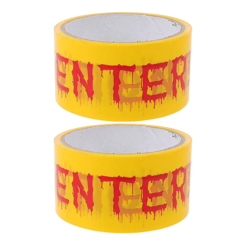 

2pcs Warning Halloween Decoration Bright Halloween Tape Roll Yellow Caution DIY Scary Signs Safety Party House