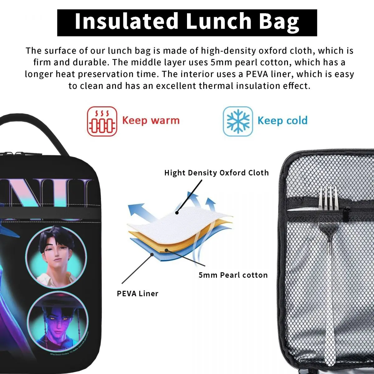 هالوين جينو Y2K نمط عرض المشارك حقيبة الغداء للنساء علب الاغذية ريترو مكتب حقيبة للحفاظ على البرودة المحمولة أكسفورد حقيبة الغداء الحرارية