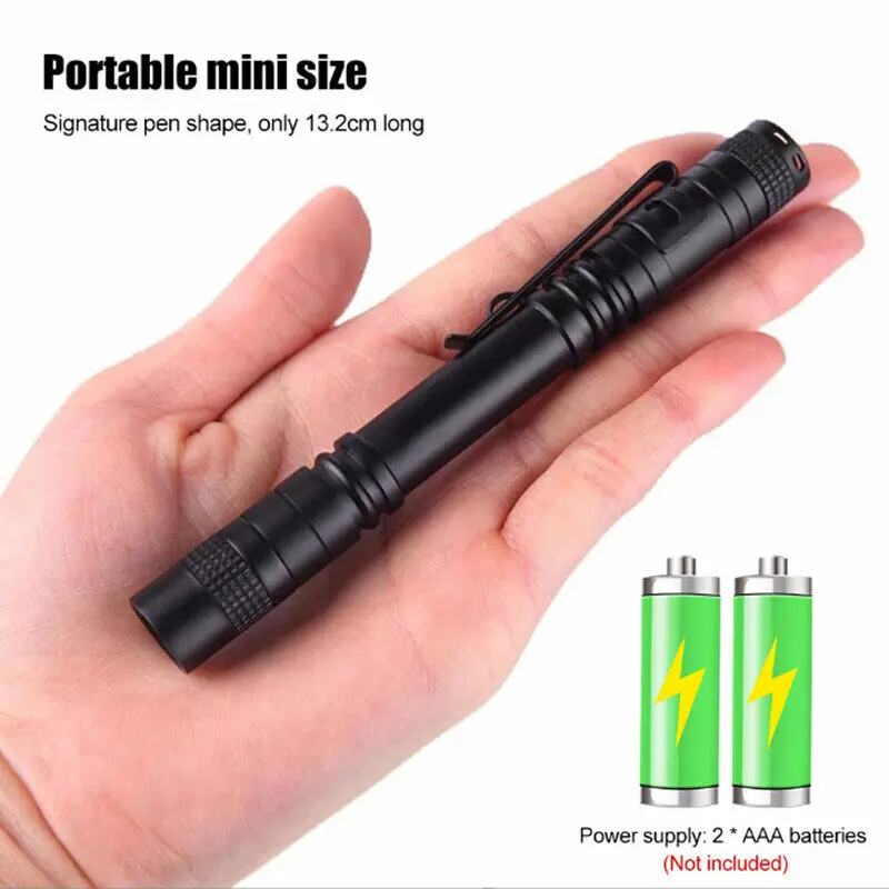 Mini LED Pen Clip Pocket Flashlight Battery-powered Torch White/Purple/Red Light