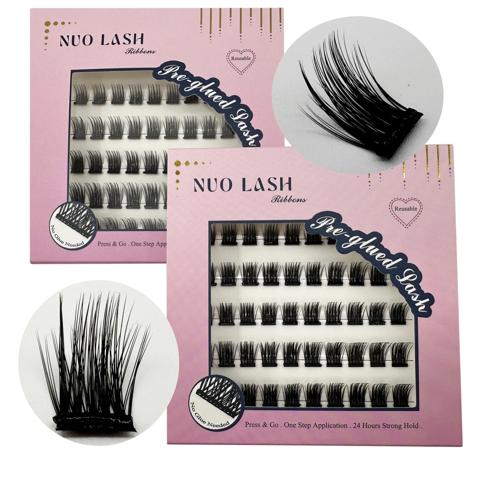 Bänder, Wimpern, selbstklebende Cluster-Wimpern, zum Aufdrücken, kein Kleber erforderlich, vorgebunden, wiederverwendbar, leimlose Verlängerung, wasserfest, privates Logo – Detail 11