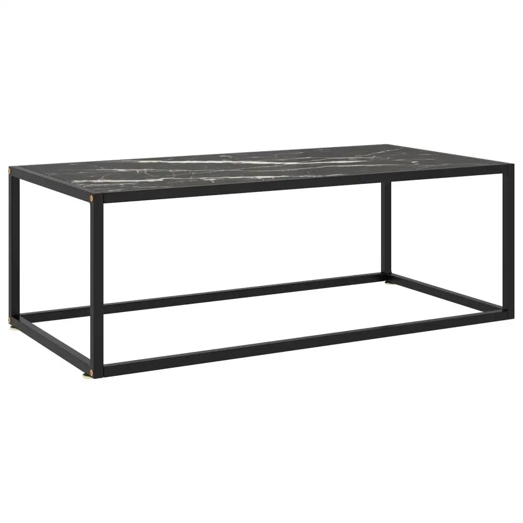 Stylish Black Coffee Table with Durable Black Marble Glass - 100x50x35 cm