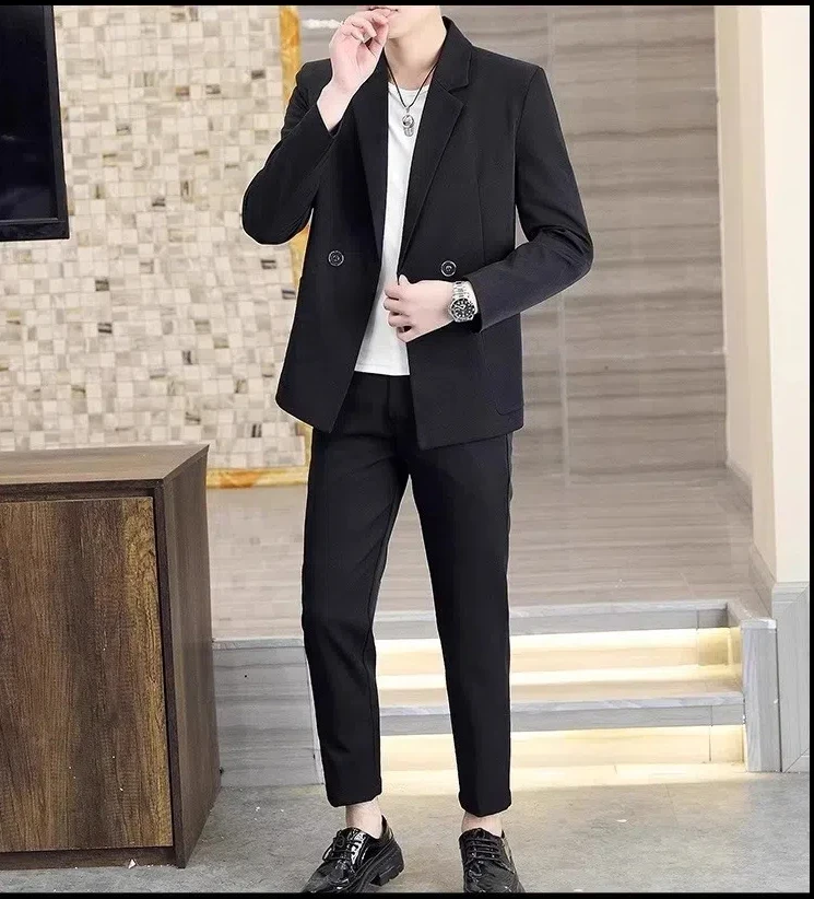 S-5088 Suit set for men in summer, thin style, high-end loose jacket, handsome casual suit