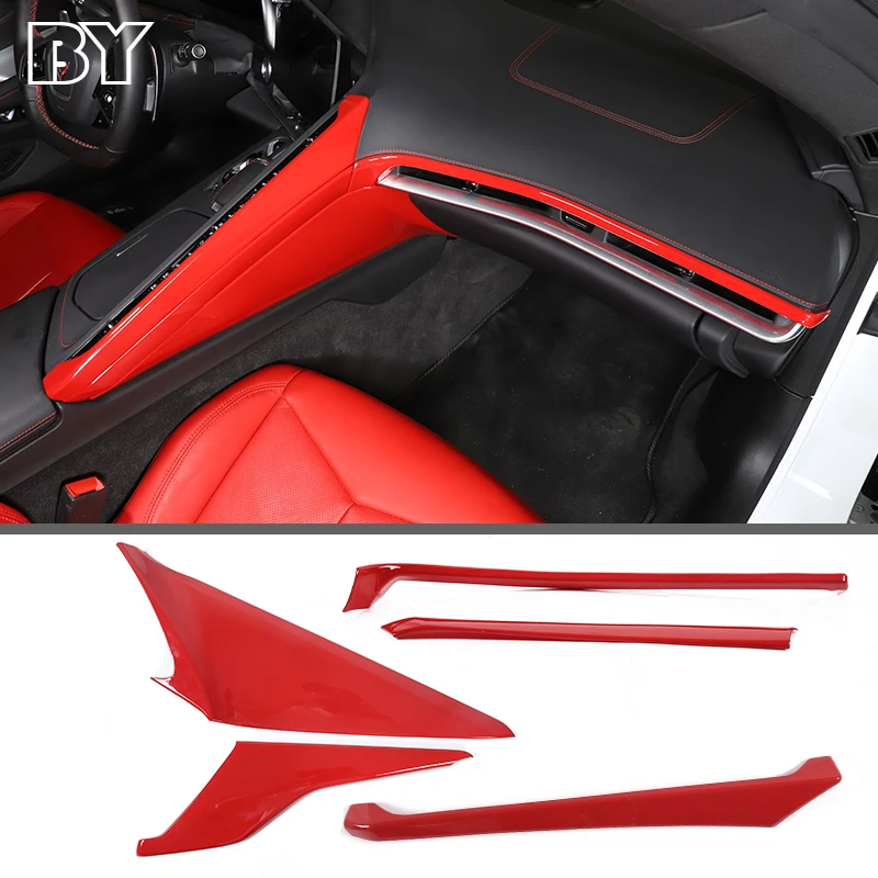 ABS Carbon Fiber Car Interior Center Console Co-pilot Panel Cover Trim Stickers Kits For Corvette C8 Coupe Z51 2020-23 Accessory