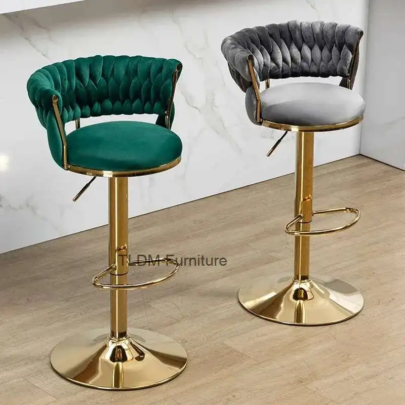

Bar Stool Household Backrest High Stool Can Be Raised and Lowered Rotating Cash Register High Stool Hotel Lobby High Stools