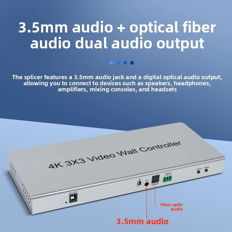 4K 3x3 HD Video Wall Controller HDTV TV Wall Processor 2x3 2x4 1x6 2x1 2x2 9 Screen Stitching Splicer Switch with Audio output
