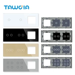 TAWOIA 228mm Glass Frame Triple Combination Glass With Metal Frame For Wall Switch Power Socket Function Part 2Switch+1Blank
