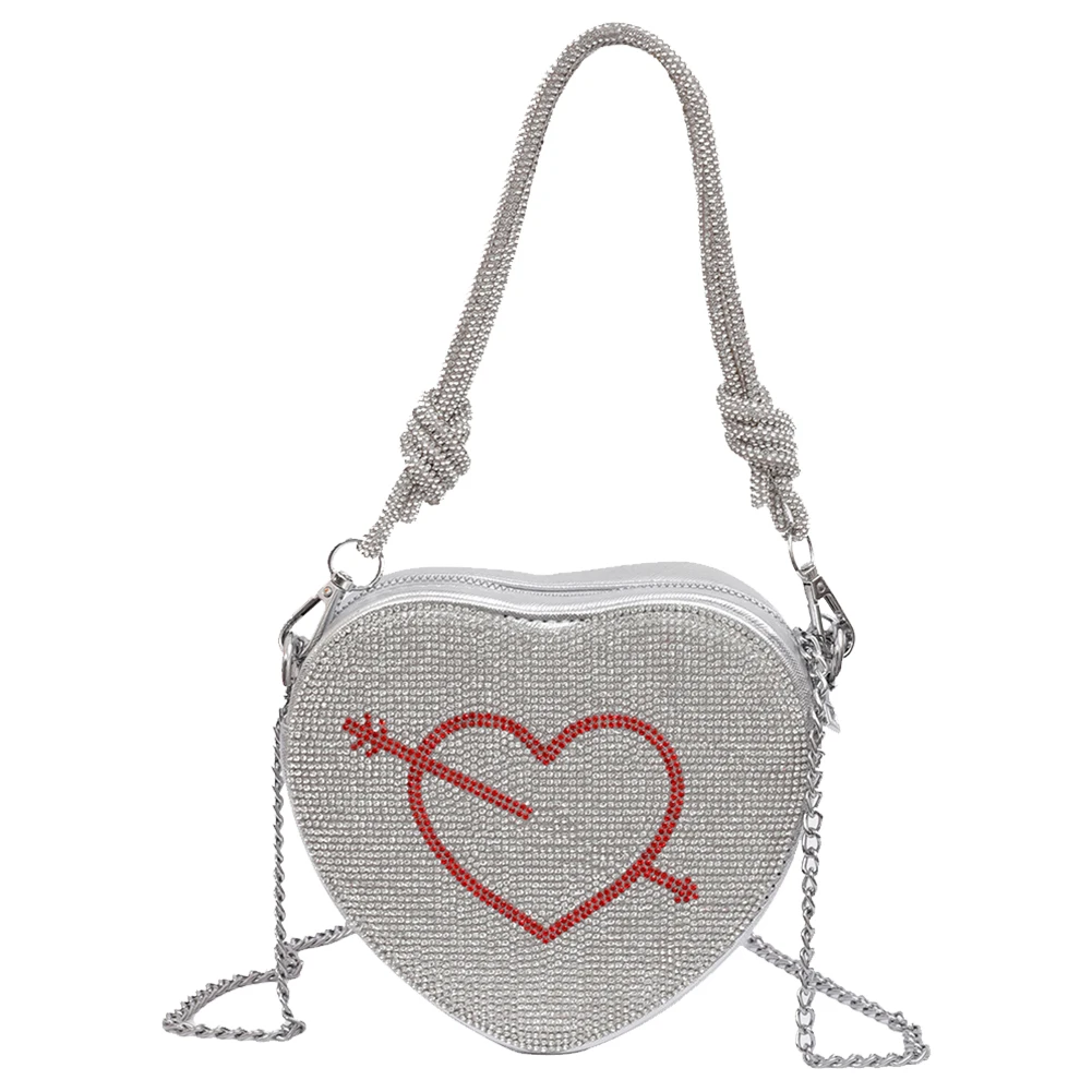 محفظة كتف للنساء على شكل قلب من جلد البولي يوريثان مع جيب داخلي وحقيبة كروس ومحفظة للعمل والسفر #5