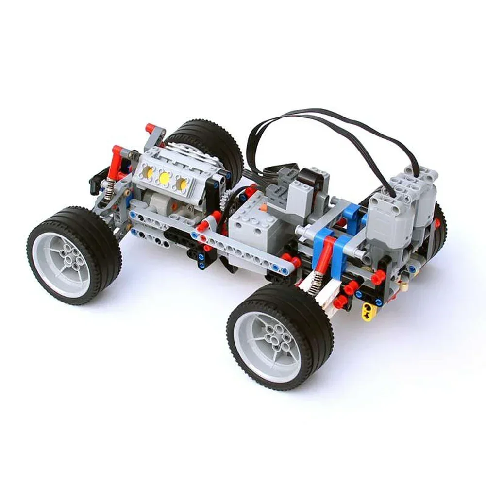 2WD RC Car Chassis Electric Set Two-wheel Drive Technical Car Chassis Bricks with Suspension Shocks IR Remote Control Reciever